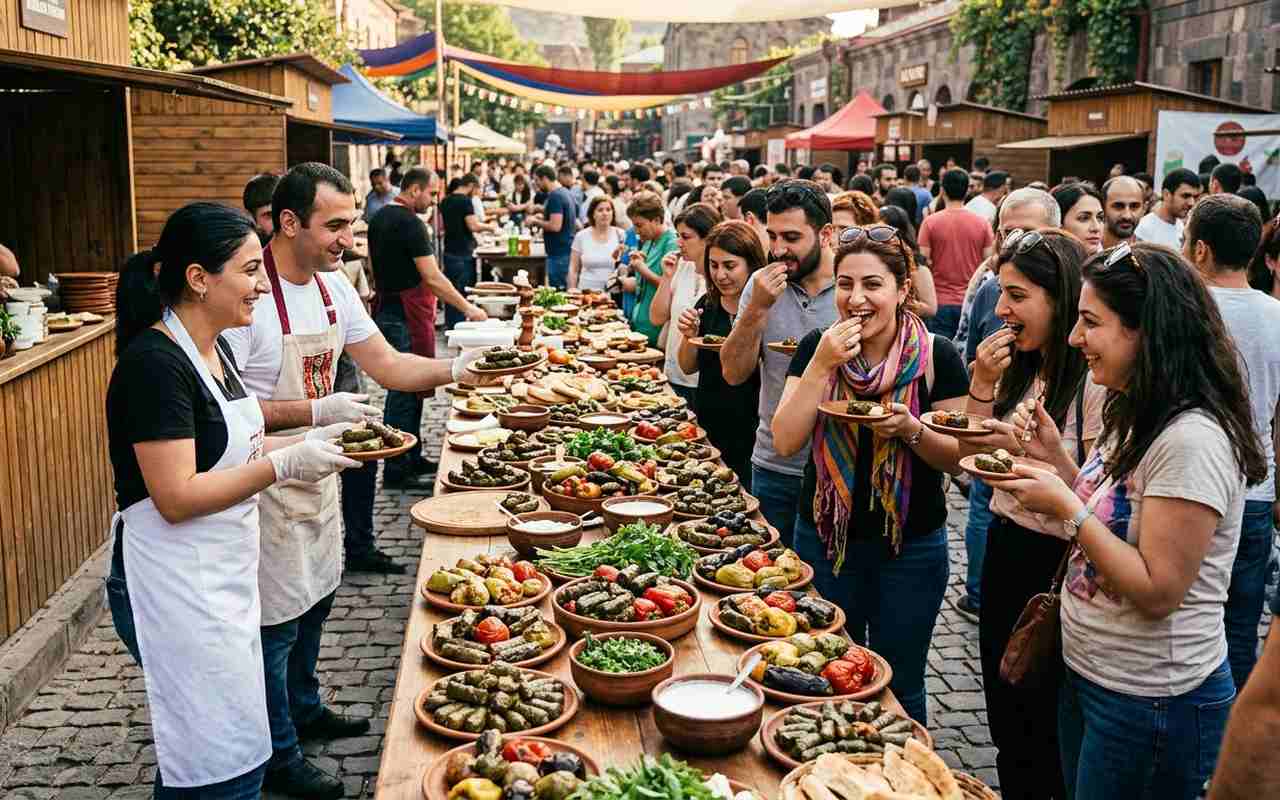 جشنواره دلمه با غرفه‌های غذای سنتی ارمنی