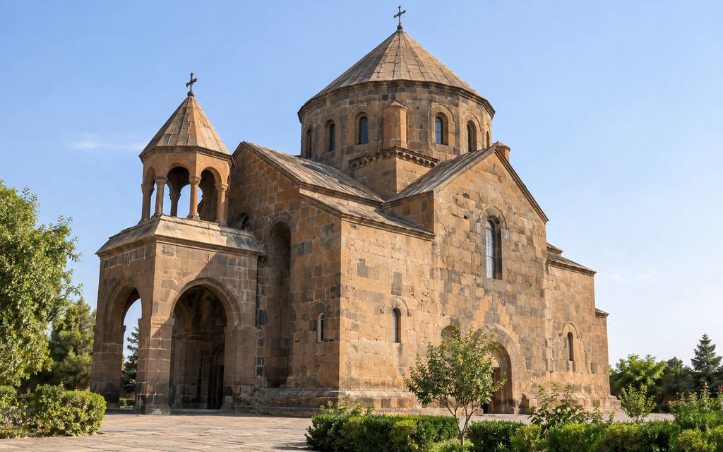 معماری سنگی و گنبد مخروطی کلیسای هریپسیمه در ارمنستان
